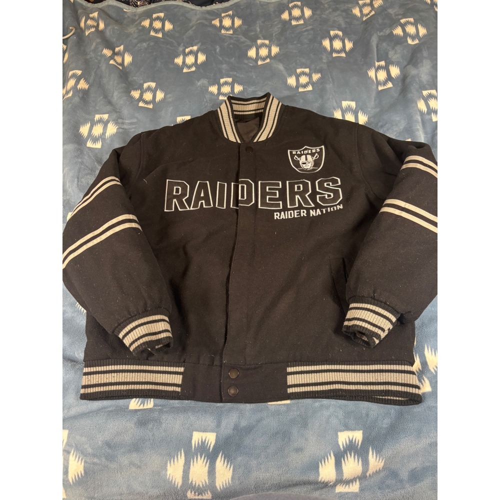 Las Vegas Raiders Reversible Varsity Bomber Jacket Black 2020 AFC West Mens XL